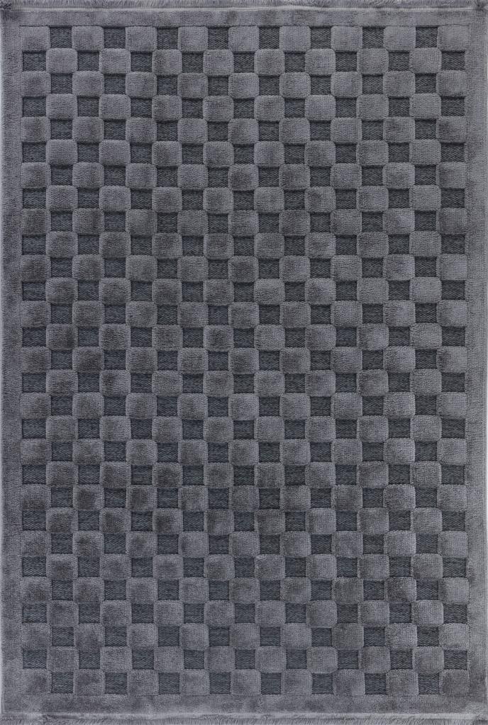 Orion Geometric and Embossed Patterned Dark Gray Area Rug 4214