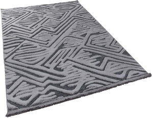 Orion Geometric and Embossed Patterned Dark Gray Area Rug 4224