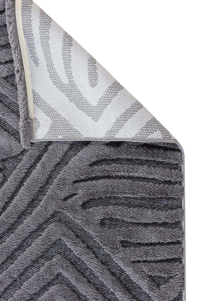 Orion Geometric and Embossed Patterned Dark Gray Area Rug 4224