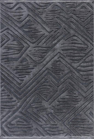 Orion Geometric and Embossed Patterned Dark Gray Area Rug 4224