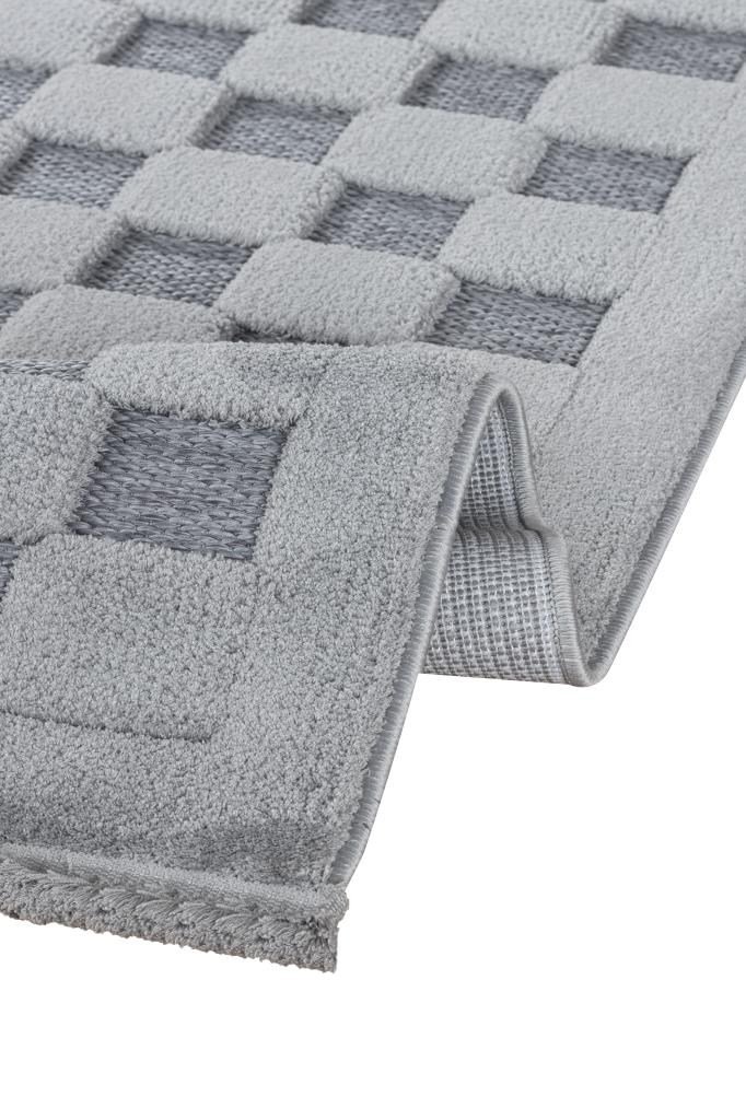 Orion Geometric and Embossed Patterned Gray Area Rug 4213