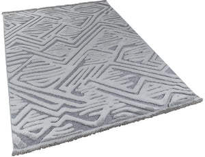Orion Geometric and Embossed Patterned Gray Area Rug 4223
