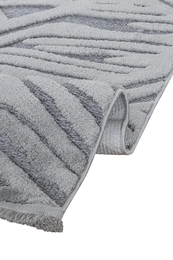 Orion Geometric and Embossed Patterned Gray Area Rug 4223