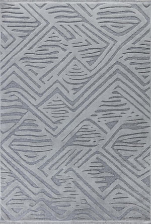 Orion Geometric and Embossed Patterned Gray Area Rug 4223
