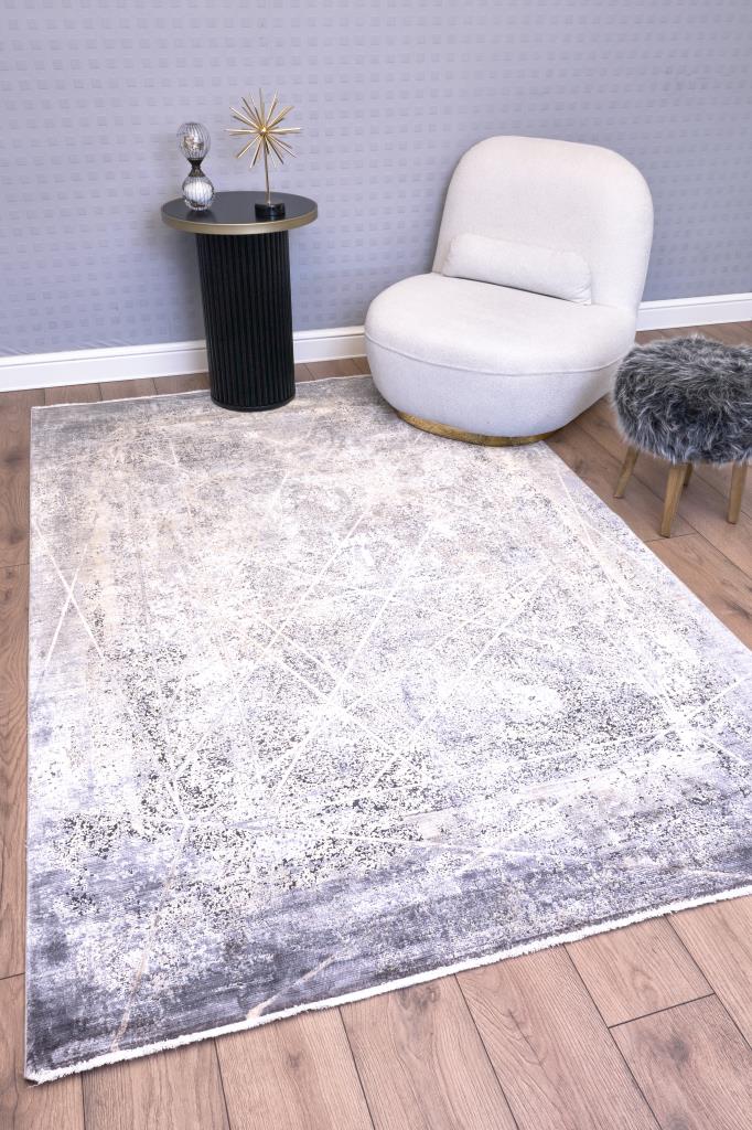 Queen Anthracite Bamboo Woven Modern Living Room Rug 8111