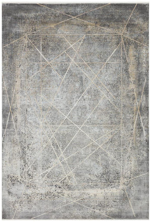Queen Anthracite Bamboo Woven Modern Living Room Rug 8111