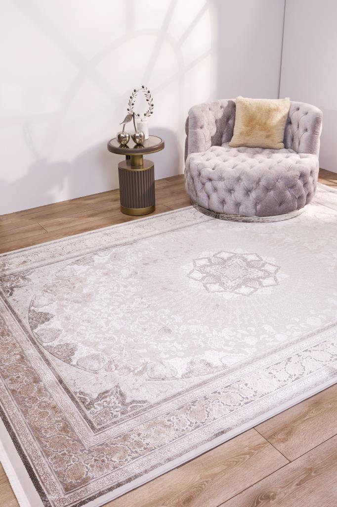 Queen Beige Bamboo Woven Modern Living Room Rug 8117