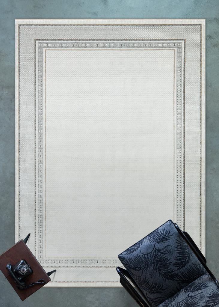 Queen Cream Bamboo Woven Modern Living Room Rug 8105