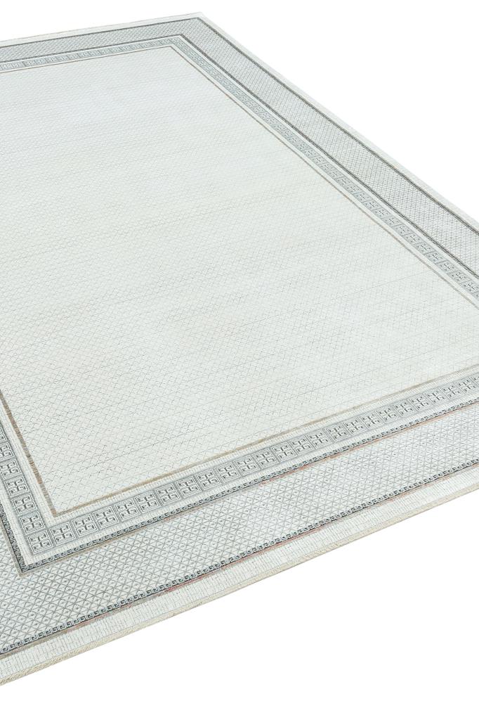 Queen Cream Bamboo Woven Modern Living Room Rug 8105