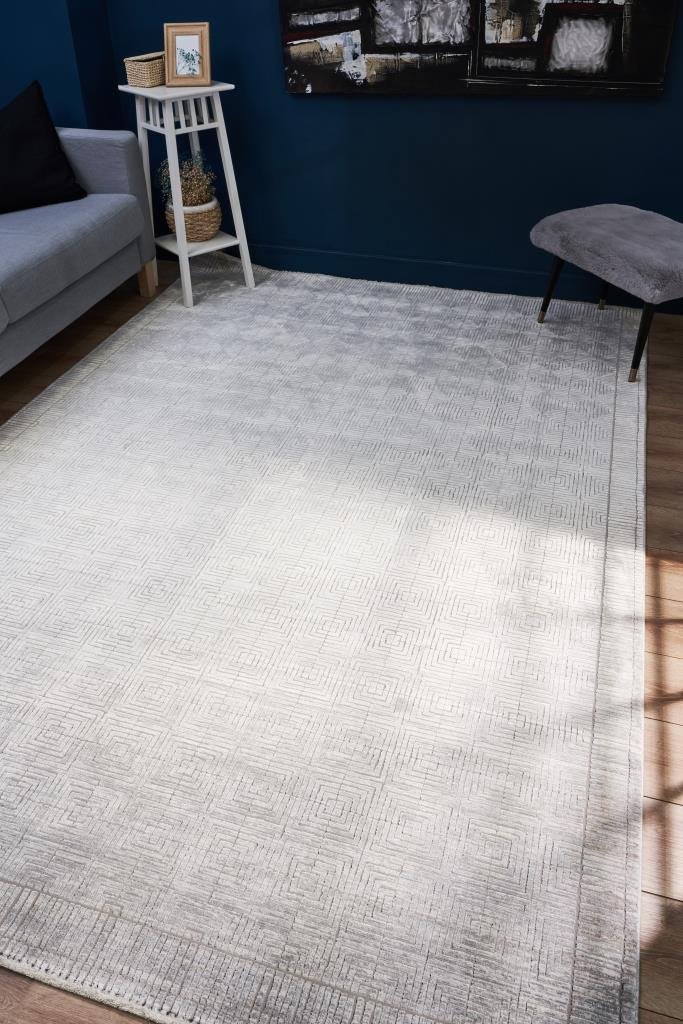 Queen Cream Bamboo Woven Modern Living Room Rug 8108