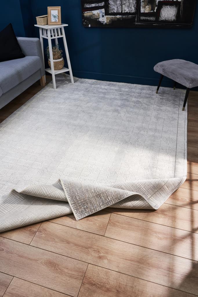 Queen Cream Bamboo Woven Modern Living Room Rug 8108