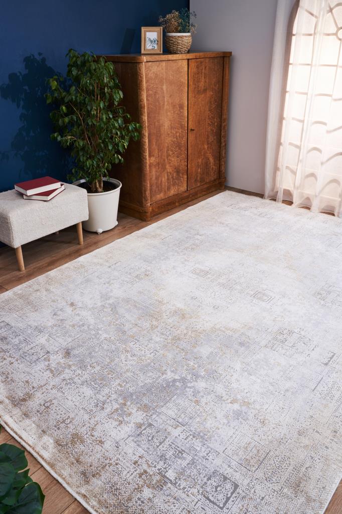 Queen Gold Bamboo Woven Modern Living Room Rug 8101