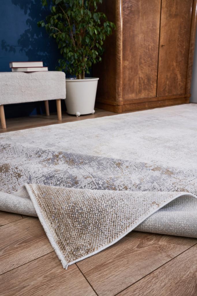 Queen Gold Bamboo Woven Modern Living Room Rug 8101