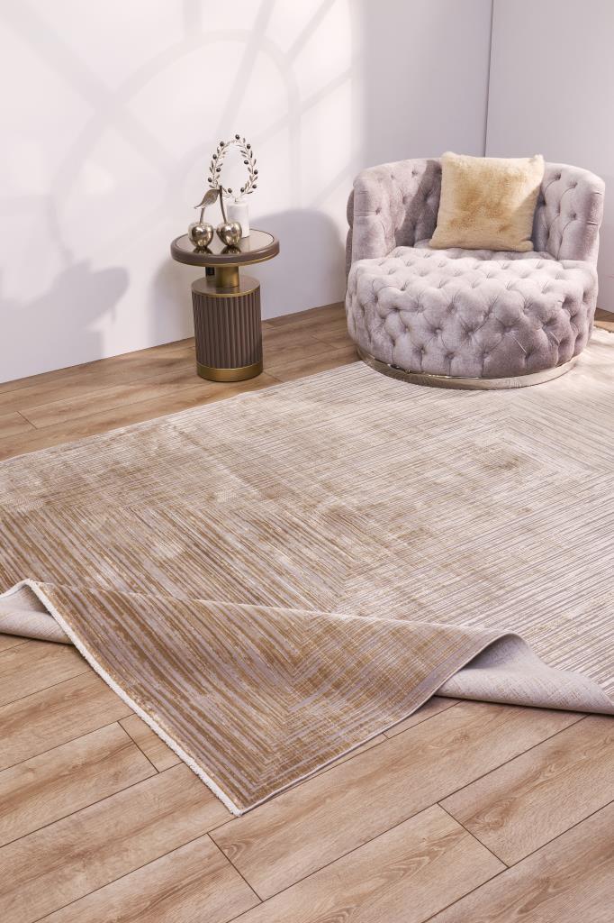 Queen Gold Bamboo Woven Modern Living Room Rug 8114