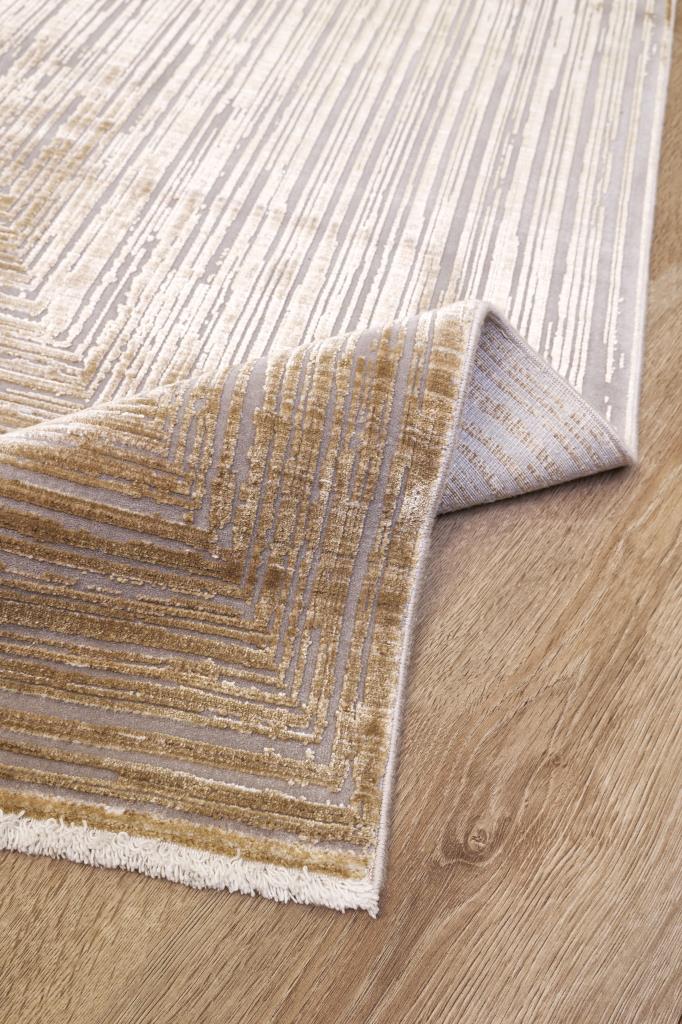 Queen Gold Bamboo Woven Modern Living Room Rug 8114