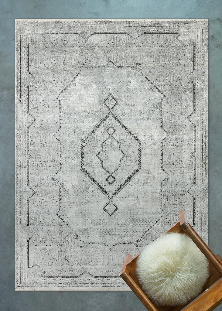 Queen Gray Bamboo Woven Modern Living Room Rug 8104