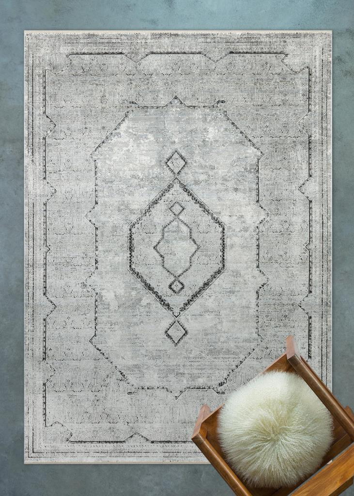 Queen Gray Bamboo Woven Modern Living Room Rug 8104