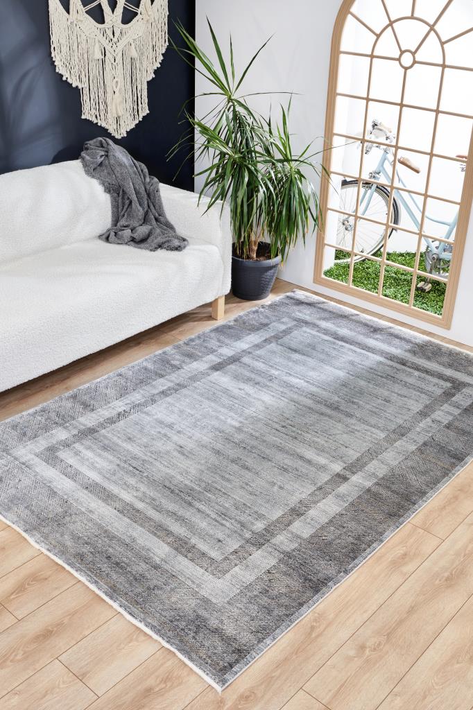 Queen Gray Bamboo Woven Modern Living Room Rug 8106