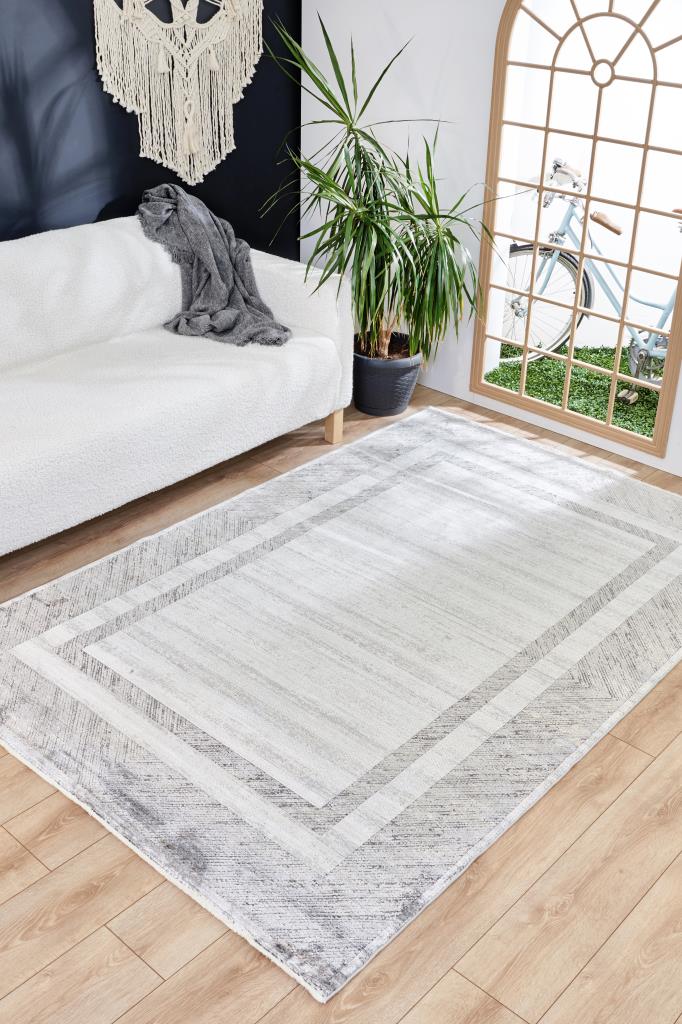Queen Gray Bamboo Woven Modern Living Room Rug 8106