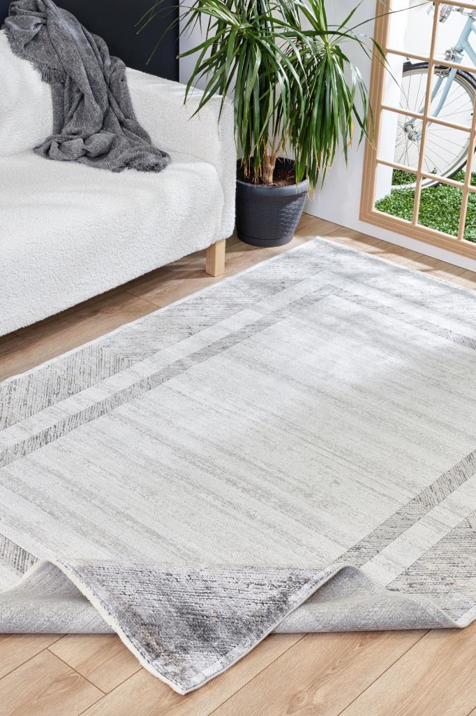 Queen Gray Bamboo Woven Modern Living Room Rug 8106