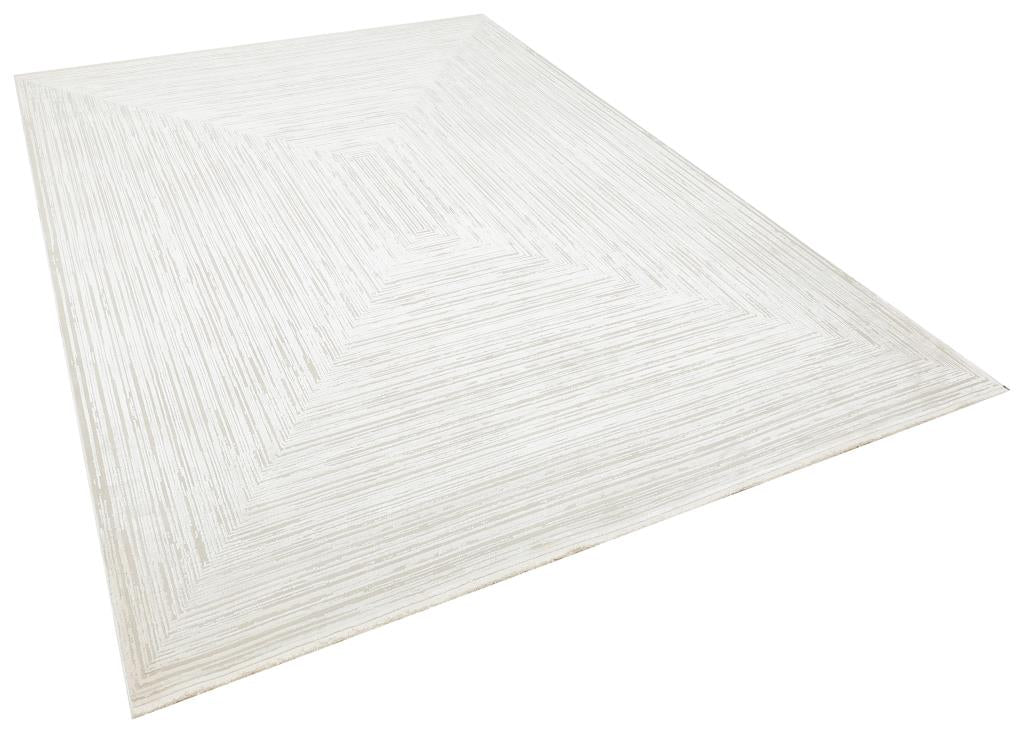 Queen White Bamboo Woven Modern Living Room Rug 8112