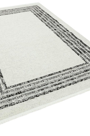 Riena Thin Black Kitchen Rug with Washable Non-Slip Base 1142