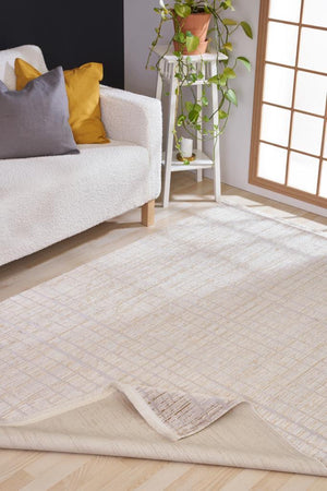 Riena Thin Cream Kitchen Rug with Washable Non-Slip Base 1152