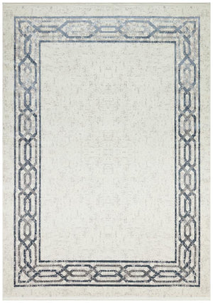 Riena Thin Gray and Blue Kitchen Rug with Washable Non-Slip Base 1131