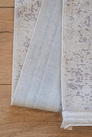 Riena Thin Gray and Blue Kitchen Rug with Washable Non-Slip Base 1131