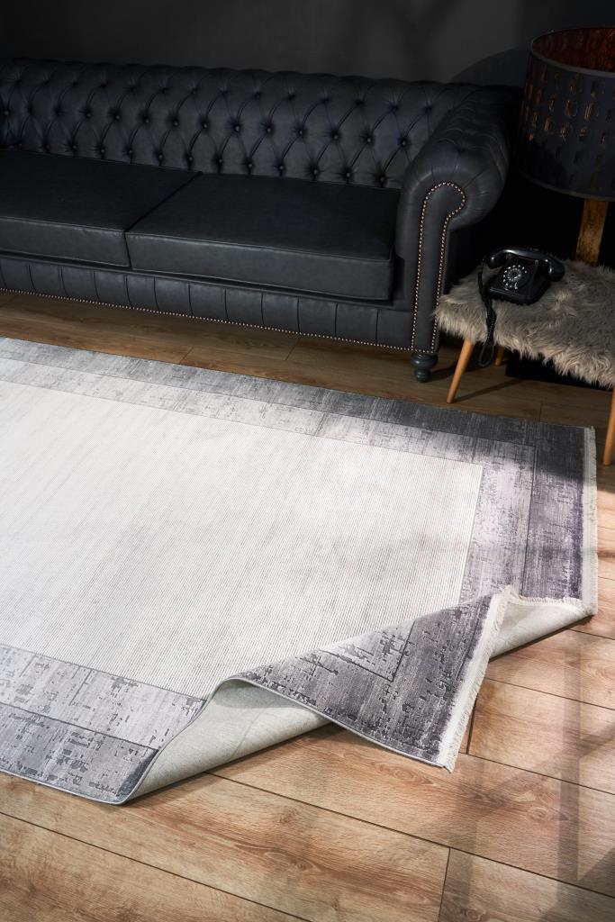 Serenity Gray Viscose Woven Modern Living Room Rug 7811