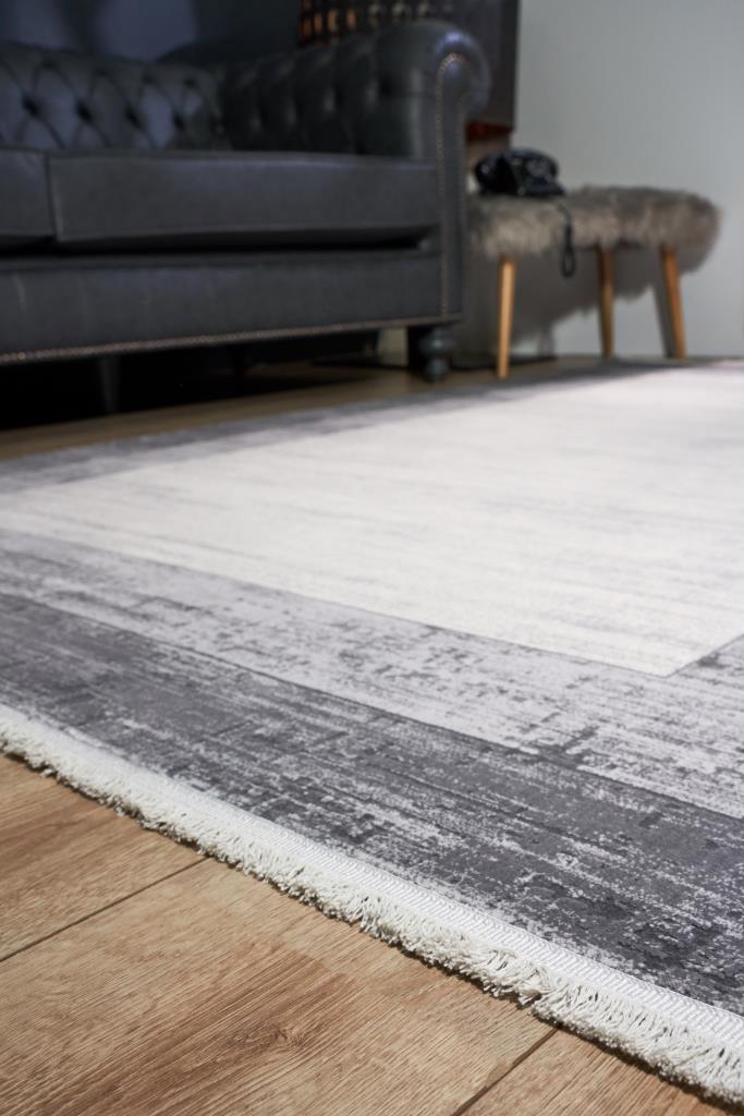 Serenity Gray Viscose Woven Modern Living Room Rug 7811