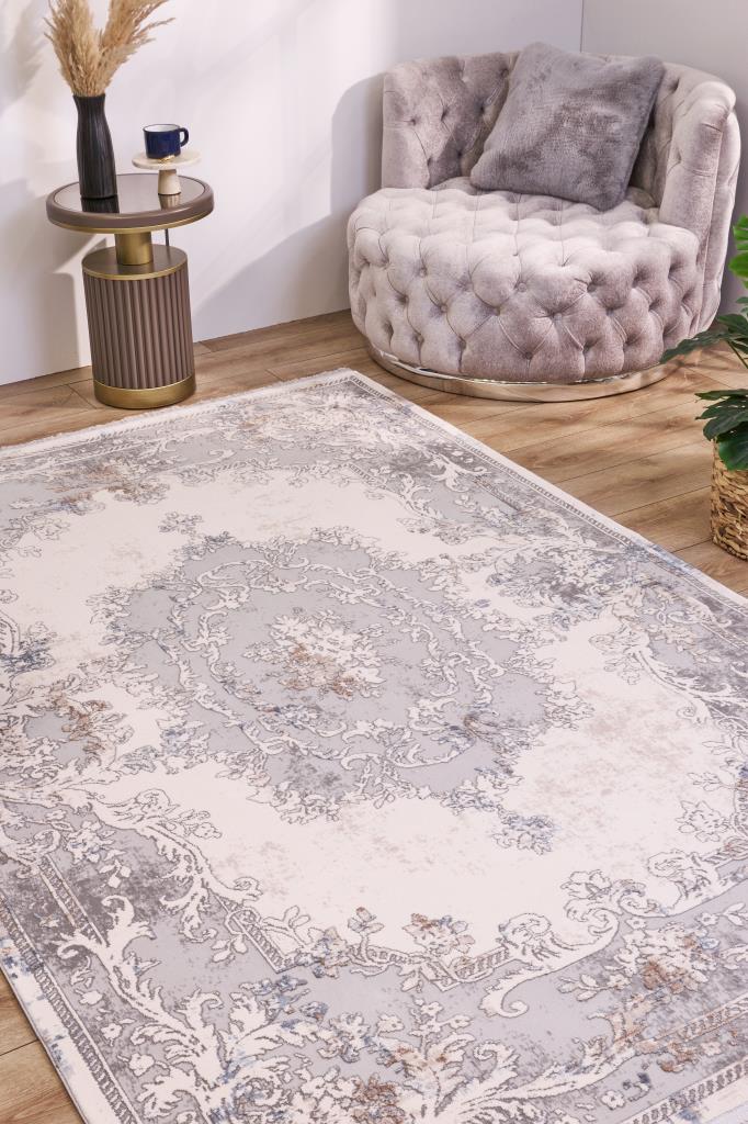 Serenity Gray Viscose Woven Modern Living Room Rug 7852