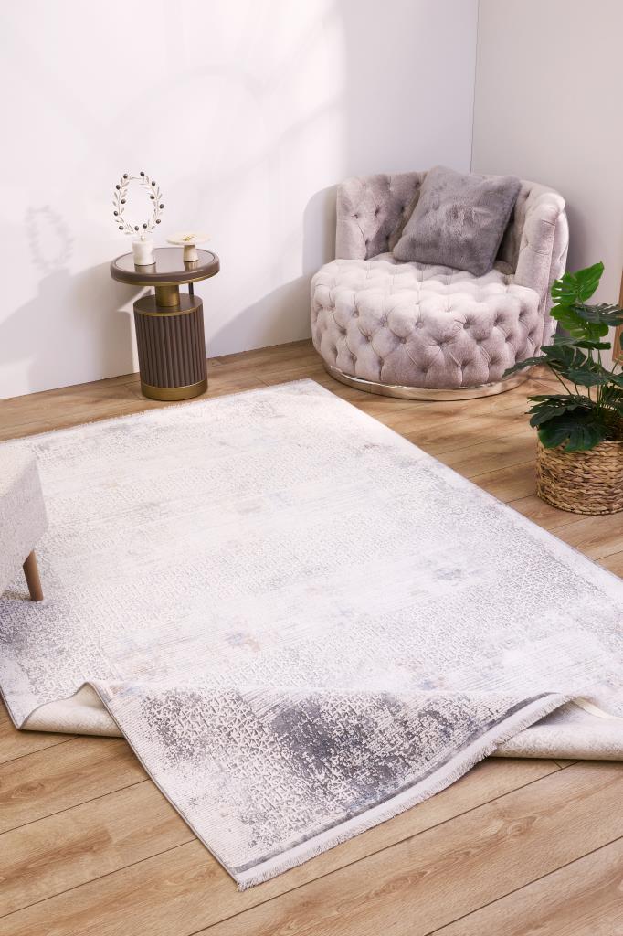 Serenity Gray Viscose Woven Modern Living Room Rug 7871