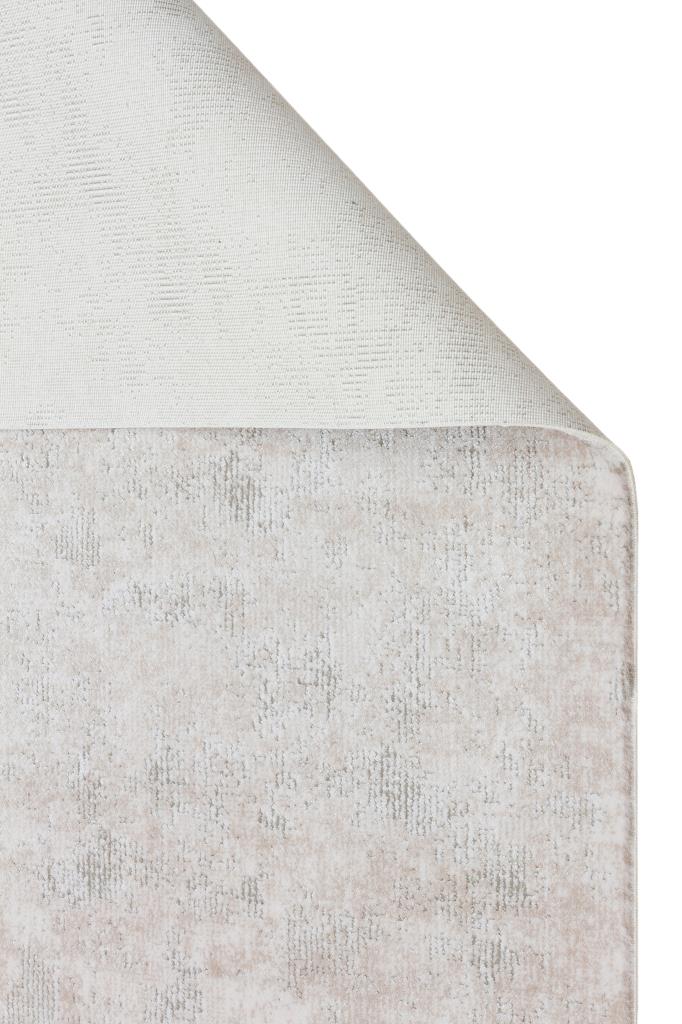 Solid Modern and Plain Patterned Fringed Beige Rug 8351