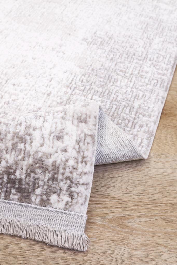 Solid Modern and Plain Patterned Fringed Beige Rug 8351