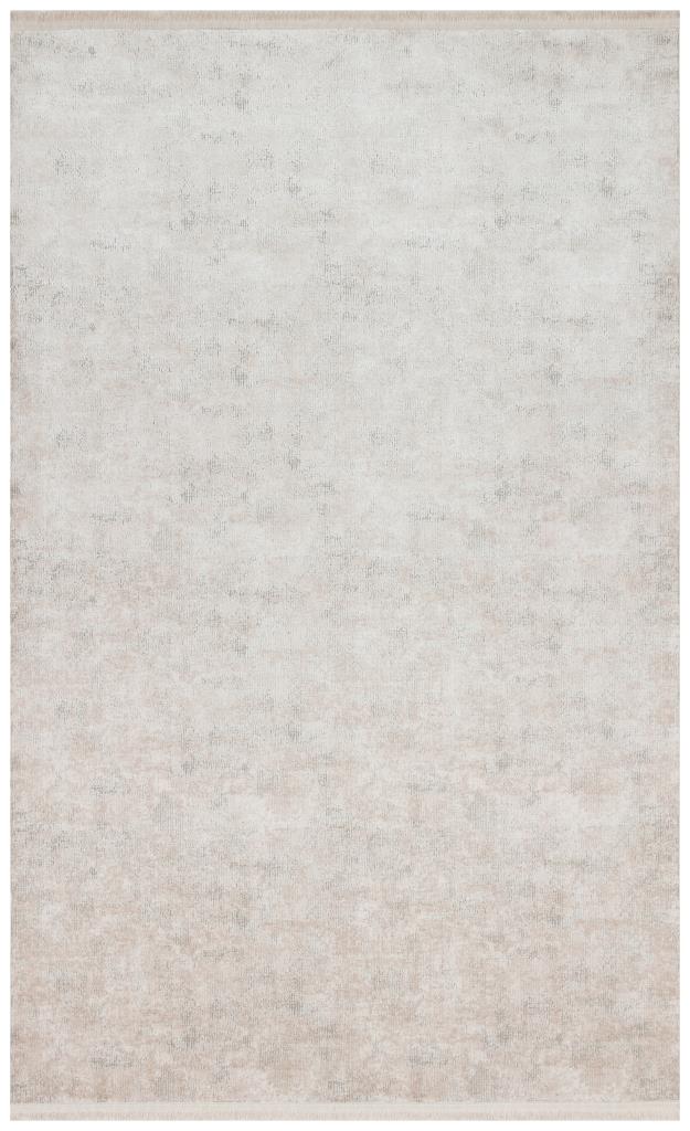 Solid Modern and Plain Patterned Fringed Beige Rug 8351