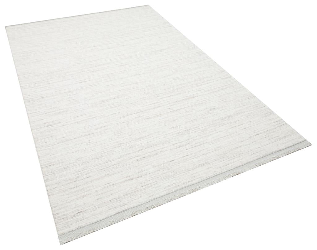 Solid Modern and Plain Patterned Fringed Cream Rug 8331