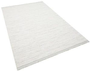 Solid Modern and Plain Patterned Fringed Cream Rug 8331