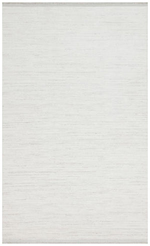 Solid Modern and Plain Patterned Fringed Cream Rug 8331