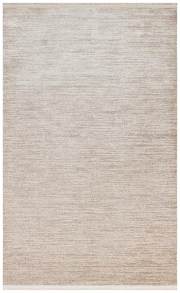 Solid Modern and Plain Patterned Fringed Cream Rug 8333
