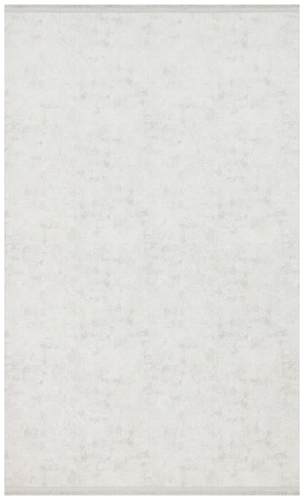 Solid Modern and Plain Patterned Fringed Cream Rug 8353