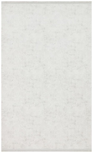 Solid Modern and Plain Patterned Fringed Cream Rug 8353