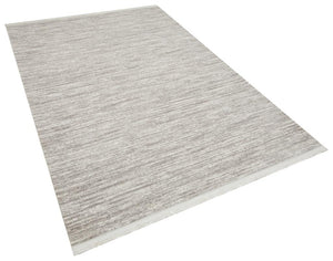 Solid Modern and Plain Patterned Fringed Gray Rug 8332