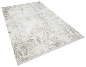 Solid Modern and Plain Patterned Fringed Gray Rug 8342