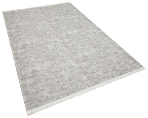 Solid Modern and Plain Patterned Fringed Gray Rug 8352