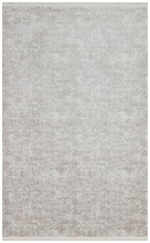 Solid Modern and Plain Patterned Fringed Gray Rug 8352