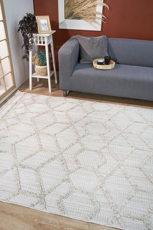 Vesta Scandinavian and Embossed Patterned Beige Area Rug 9521