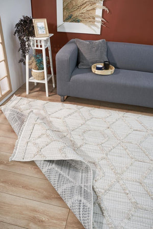 Vesta Scandinavian and Embossed Patterned Beige Area Rug 9521