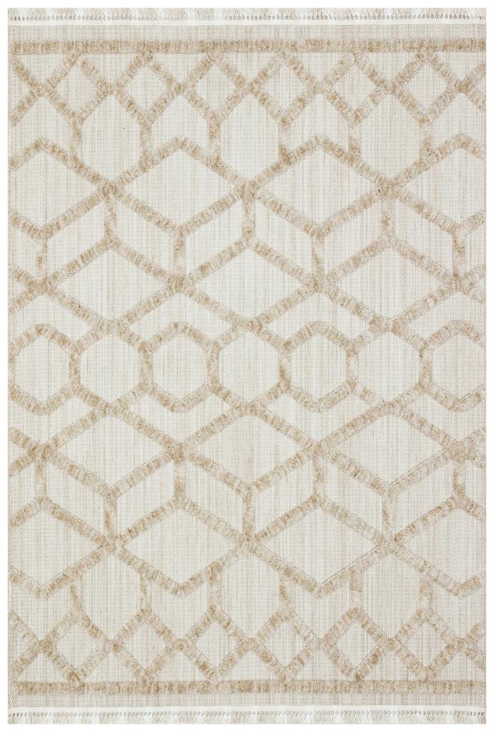 Vesta Scandinavian and Embossed Patterned Beige Area Rug 9521
