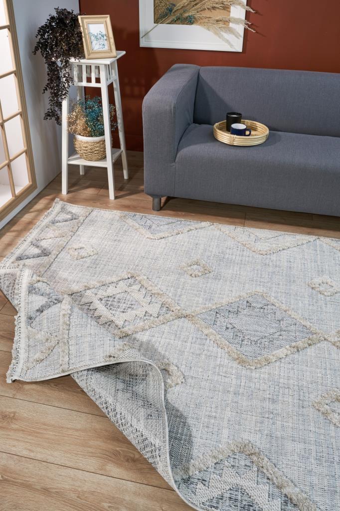 Vesta Scandinavian and Embossed Patterned Beige Area Rug 9542